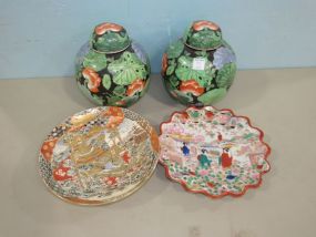 Hand Painted Oriental Jars and Plates