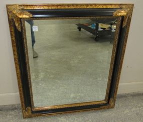 Large Black and Gold Square Beveled Mirror