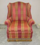 Striped Upholstered Wing Back Chair