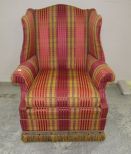 Striped Upholstered Wing Back Chair