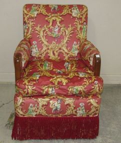 Upholstered Red Fabric Arm Chair