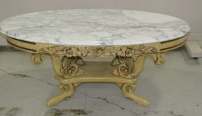 Rose Carved Painted Marble Top Table