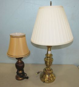 Brass Table Lamp and Small Resin Desk Lamp
