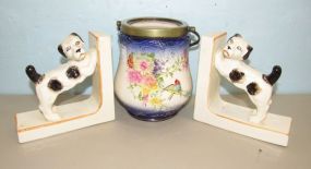 Hand Painted Biscuit Jar, Ceramic Dog Bookends