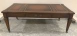 Vintage Leather Panel Top Coffee Table