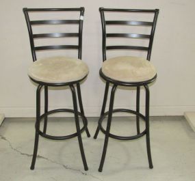 Pair of Black Metal Bar Stools