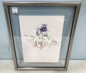 Laurel Schooler Framed Drawing and Watercolor