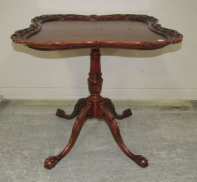 Vintage Reproduction Heavily Carved Pie Crest Table