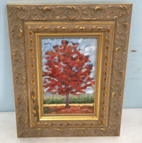 Painting of Red Leaves Tree by Pryor Buford Graeber
