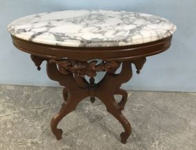 Victorian Reproduction Marble Top Lamp Table