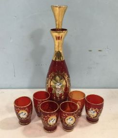 Bohemian Czechoslovakian Cordial Set