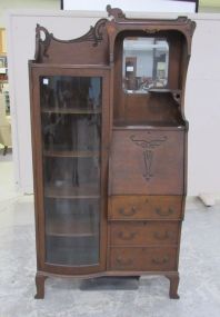 Antique Victorian Style Side by Side Desk and Bookcase