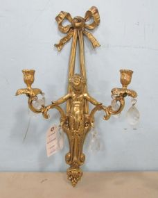 Gold Two Arm Figural Wall Sconce