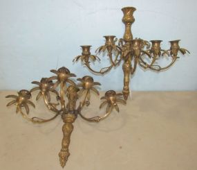 Pair of Lacquered Brass Candelabra Wall Sconces