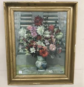 Painting on Canvas of Flowers and Vase