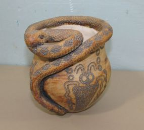 Rattle Snake Pottery Vase by Andrea Winters