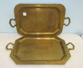 Pair of Etched Brass Serving Trays