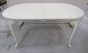 White Chalk Painted Queen Anne Style Dining Table