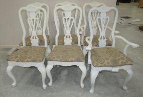 Six White Chalk Painted Queen Anne Style Dining Chairs