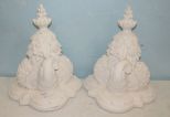 Pair of White Plaster Elephant Wall Shelfs