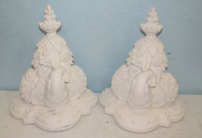 Pair of White Plaster Elephant Wall Shelfs