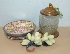 Oriental Plates, Cut Jar, Jade Grapes