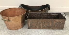 Three Decorative Metal and Copper Planters