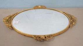 Ornate Gold Tone Mirror Vanity Tray