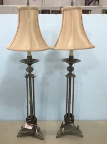 Pair of Distressed Metal Table Lamps