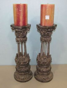 Pair of Modern Resin Decor Candle Stands