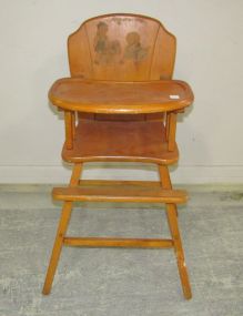 Primitive Wood Child's High Chair