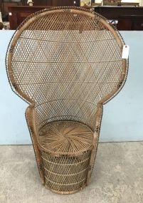 Vintage Wicker Peacock Arm Chair