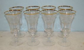 Eight Etched Glass Stems