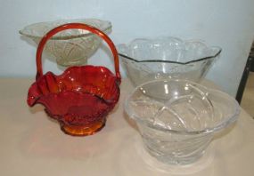 Four Glass Decor and Serving Pieces