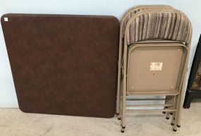Samsonite Vinyl Game Table and Four Metal Folding Chairs