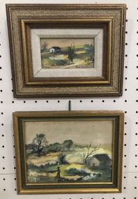 Two Landscape Watercolors by Marie Grayson