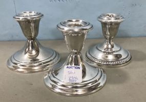 Three Weighted Sterling Candle Holders