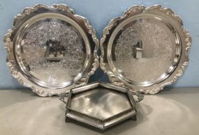Gorham Heritage Round Serving Trays and Pewter Tray