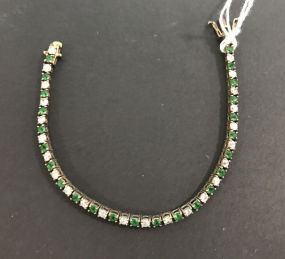 .925 Green & Clear Stone Bracelet