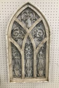 Mexican Distressed Wood and Iron Arch Panel