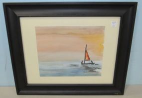 Watercolor on Paper of Sailboat
