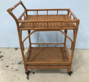 Modern Bamboo Style Woven Tea Cart