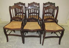 Six Vintage Burl Wood Cane Side Chairs