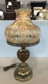 Vintage Wooden Iridescent Shade Lamp