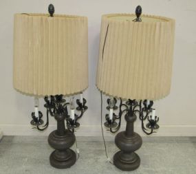 Pair of Metal Candelabra Lamps