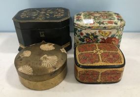Four Trinket Boxes, Coasters, and Tea Caddy