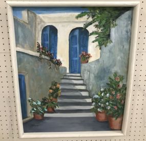 Oil Painting of Staircase Signed Burke