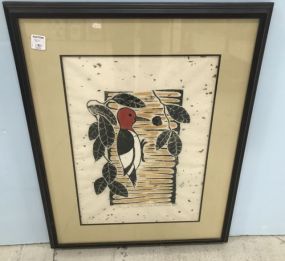 Wood Pecker Block Print by James McConnell Anderson