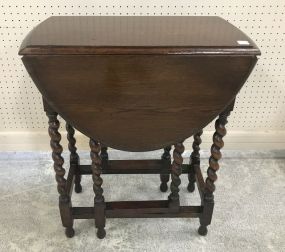 Oak Barely Twist Drop Leaf Side Table