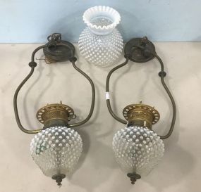 Vintage Opalescent Hobnail Hanging Light Fixtures